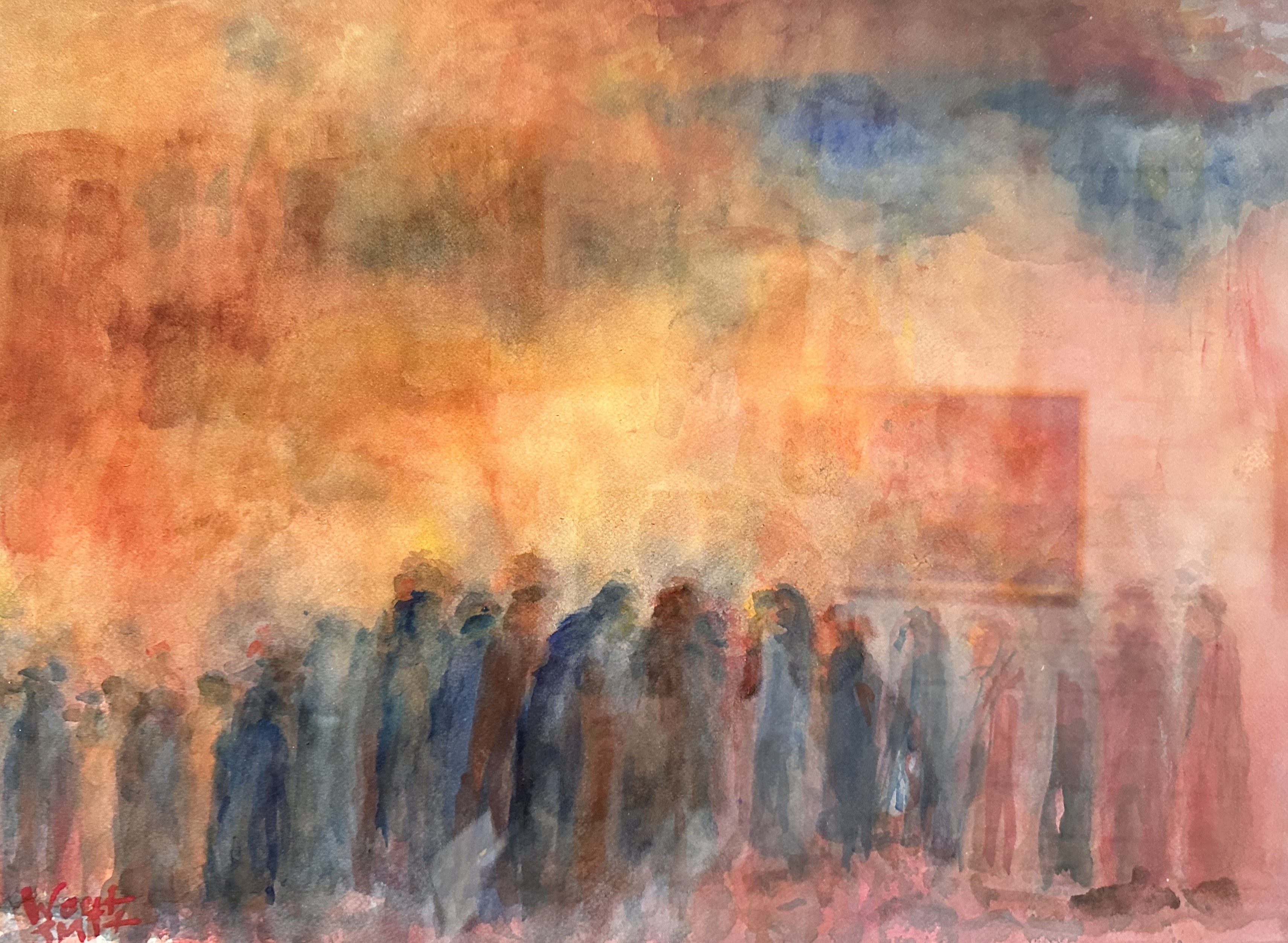 Versammlung, Aquarell von Wout Smit