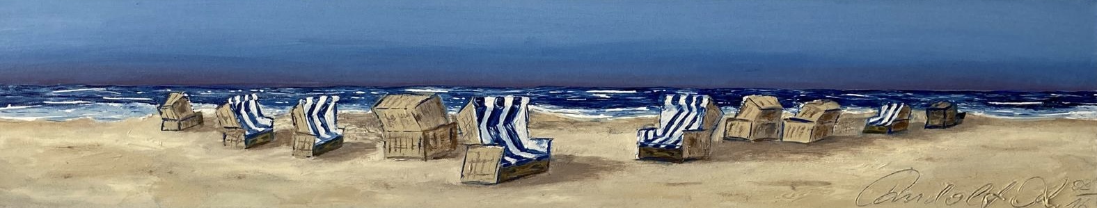 Strandkörbe, Panorama in Öl auf Leinwand, (Ausschnitt) von Rüdiger Külper