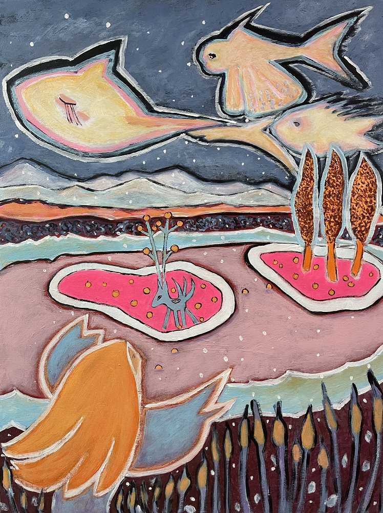 Mona Claudine - Come to me! (The Orangefox crossing Lake Pomegranate) 80x60cm unter 1000px